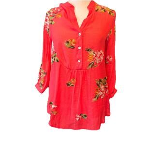 Hope Springs Womens Size S Henley Whimsa Emboidered Cottage Core Boho Retro Y2K